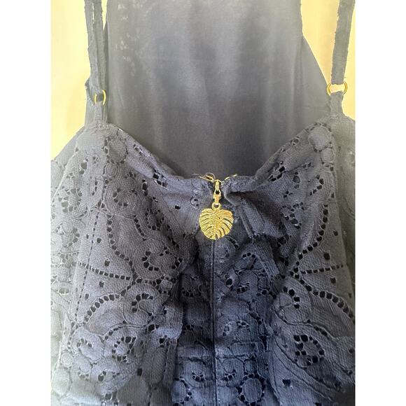 Lilly Pulitzer Navy Blue Sleeveless Resort Vacation Celyn Lace Romper Size 4 - Picture 6 of 12